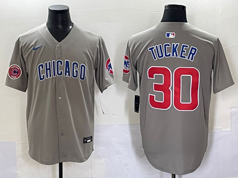 Men 2025 Chicago Cubs #30 Tucker Grey Game Nike MLB Jersey style 7036